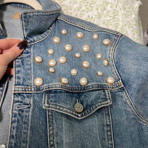 LIKE NEW 7 for all man kind oversized pearl denim jacket - Picture 10 of 11